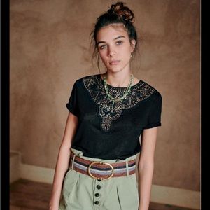 Sezane Issa T-shirt Black XS